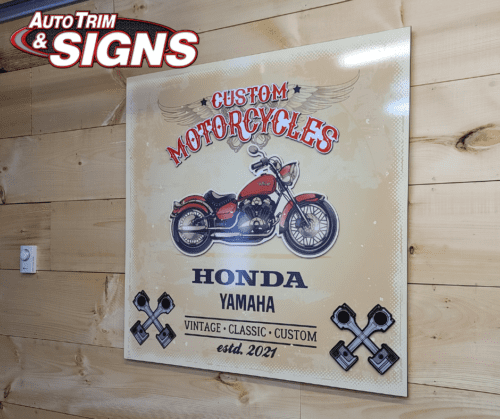 motorcycle sign wall