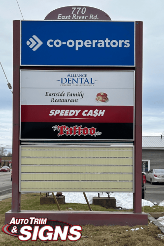 Multi business sign, great for strip malls