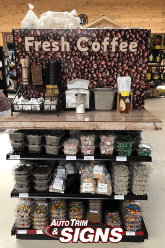 coffee display signs and wraps