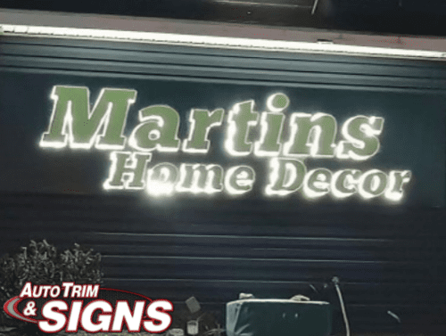 back lit sign Martins