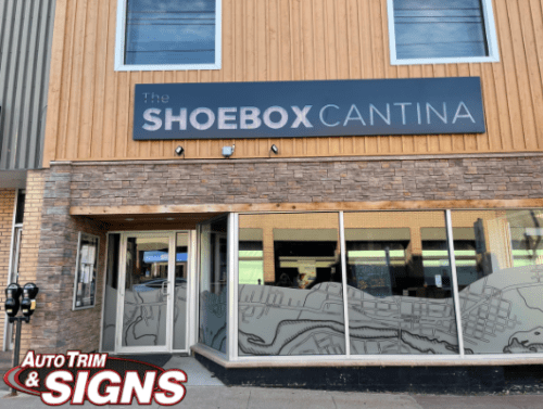 Sign for Shoebox Cantina Exterior Sign