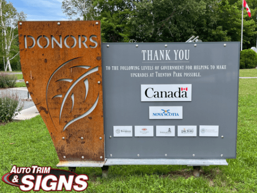 Trenton Park Donors thank you sign