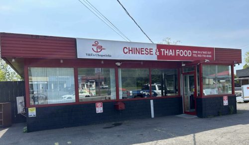 Updated front fascia signage installed for VE's Chopsticks. The refreshed sign improves visibility, highlights the restaurant's offerings, and creates a stronger first impression for customers arriving at the location.