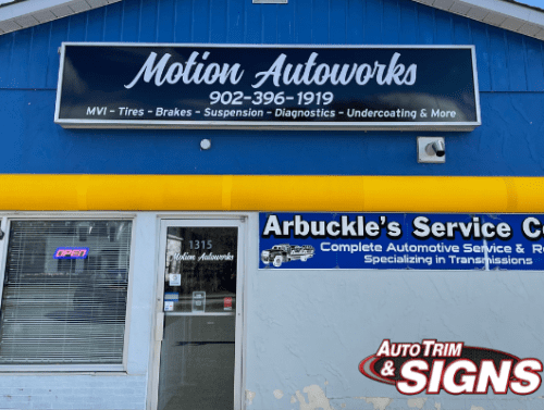 new exterior sign for motion autoworks